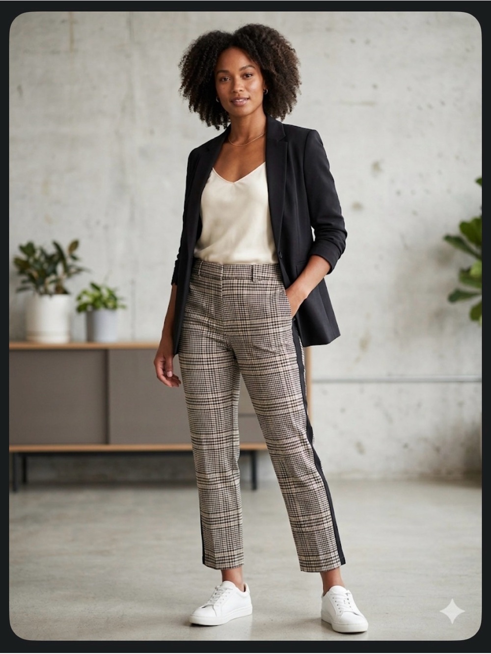 Who What Wear Plaid Crop Trousers w/ Side Stripe - Size 10 (Like New)